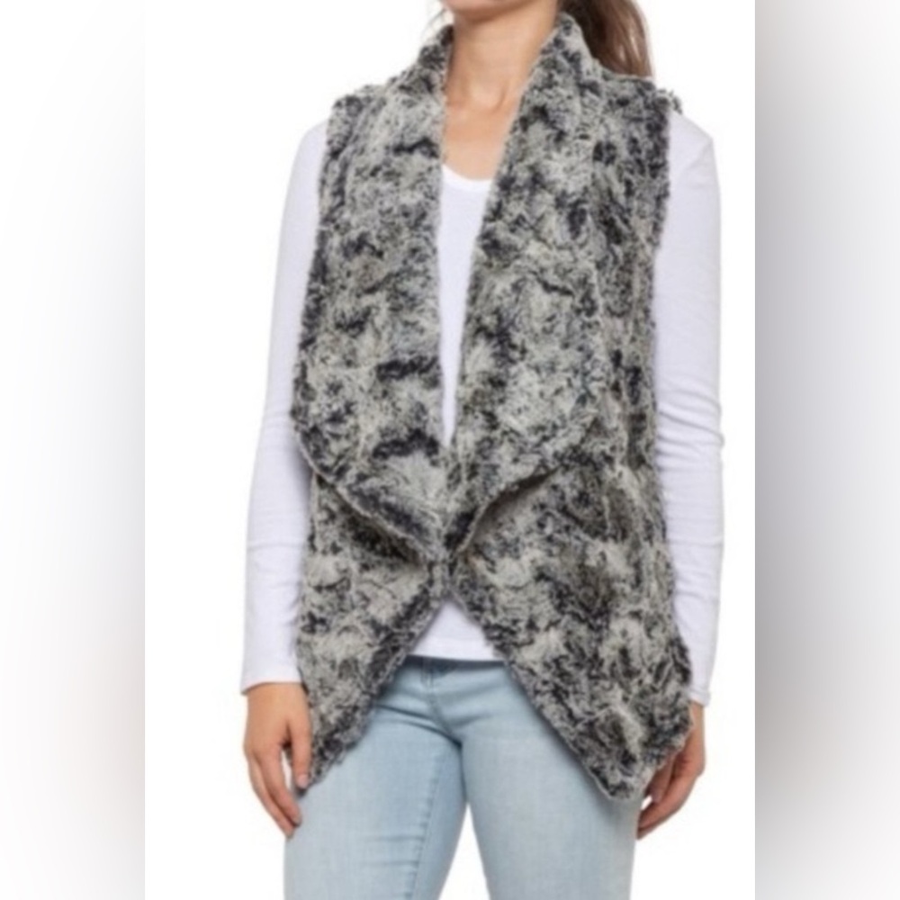 Soft Cozy Dylan Charcoal Faux Fur Vest Jacket size small